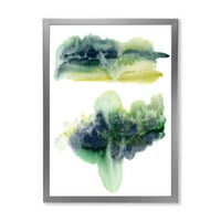 Designart 'Golden Green Abstract Clouds IV' moderni uokvireni umjetnički Print