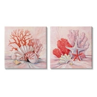 Stupell Industries Pink Coral Sea Life painting Gallery Wrapped Canvas Print Wall Art, Set od 2, dizajn Paul Brent