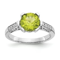 10k bijeli zlatni prsten za prsten draguljastog kamena dijamantskog okruglog peridot zelena, veličine 5