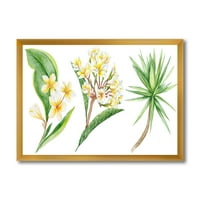 Designart' žuto cvijeće i tropsko lišće XII ' tradicionalni uokvireni umjetnički Print