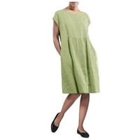 Haljine za žene ženske sarafane pamučne linije haljine srednje dužine ljeto Plus Veličina kratki rukavi