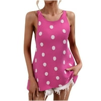 Žene bez rukava Tank Tops klirens Polka Dot T Shirt modna odeća za tinejdžerke Scoop vrat majice Summer Comfy Tees Casual labave trendi Vintage Hot Pink M