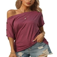 Caprese ženski ljetni vrhovi s ramena T Shirt jednobojna majica Casual pulover kratki rukav tunika bluza