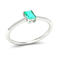 Imperial dragi kamen 10k Bijelo zlato osmougaono izrezan smaragd CT TW dijamant Ženski modni prsten