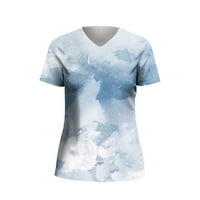 Ženski vrhovi bluza casual kratkih rukava tiskane žene Ljetne V-izrez T-majice Tuničke majice svijetlo
