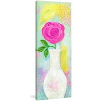 Marmont Hill ružičasta ruža u vazi Jill Lambert slika Print na umotanom platnu