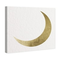 Wynwood Studio Astronomija i svemirska zidna umjetnost Platno Ispis 'Moonlight Shadow' - zlato, bijelo
