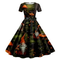 Halloween A line haljine za žene Jesen modni bundevi pauk Print tunika CrewNeck kratki rukav Flowy Swith
