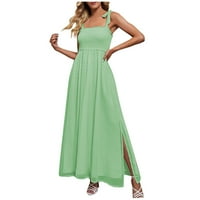 Žene bez rukava čvrste mode gležanj dužina A-Line Halter ljetna haljina zelena m