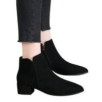 Slatke čizme za gležnjeve za žene Dressy Solid Color Suede Jesen Debeli Jedinstveni kvadratni potpetica