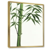 Designart 'detalj tamnozelenog bambusa na bijelom III' tradicionalni uramljeni platneni zidni umjetnički Print