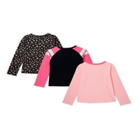 Pink Velvet Girls Dugi Rukavi Grafički, Print I Raglan Majice, 3 Pakovanja, Veličine 4-16