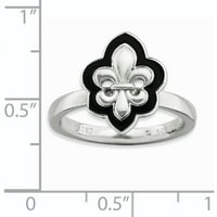Sterling srebrni polirani emajlirani prsten Fleur de Lis