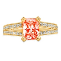 2.45ct smaragdni rez crveni simulirani dijamant 18k žuti zlatni ugraving izjava bridalna godišnjica angažman