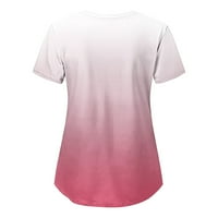 Floleo Clearence ženske kratkih rukava vrhovi ženskog modnog kratkih rukava V-izrez V-izrez Radna uniforma za ispis džepnih bluza Pink
