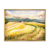 Podešavajuća polja zlatne trave Toskane Italija 'Zemlja Uokvirena platna Zidna umjetnost Ispis