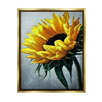 Stupell Yellow Sunflower Blossom Close Up Botaničko-Cvjetno Slikarstvo Gold Floater Framered Art Print