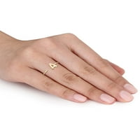 Dijamantski naglasak 10kt žuto zlato Inicijal otvoreni prsten