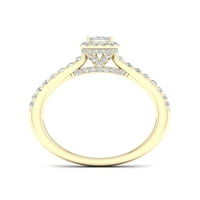 Imperial 10k žuto zlato 7 8CT TDW smaragdno rezani dijamantski oreol zaručnički prsten