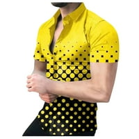 Labakihah majica za muškarce Muška ljetna Ležerna 3d štampana košulja kratki rukav okrenuti ovratnik košulja žuta XXL