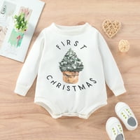 Baby Toddler Djevojke Slatki Kombinezoni Dječaci Zimska Božićna Jelka Cvjetni Print Dugi Rukav Romper Bodi Outwear Za 3 Mjeseca