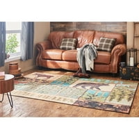 Mohawk Home Prismatic Nature Trail Multi Transitional Patchwork Lodge Precision Printed Area Rug, 8'x10', Tan