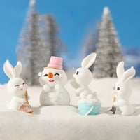 Gwong zec figurica izvrsna snježna dizajna smola Micro pejzaž dekor minijaturni za djecu