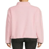 No Boundaries ' Sherpa Mock Neck Half Zip Pulover