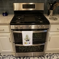 Shih-tzu crno-bijeli božićni bijeli kuhinjski ručnik set
