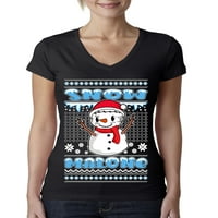 Divlji bobby snijeg Malone Snjegović lice Tatoo parodija ružni božićni džemper žene junior fit v-izrez