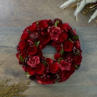 Sjeverolight crvena drvena ruža i bobica umjetni vijenac,, ulin