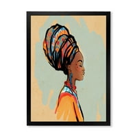 Designart 'portret afroamerikanke s turbanom III' moderni uokvireni umjetnički Print