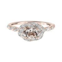 1-karatni T. G. W. Morganit i karat T. W. dijamantski oreol zaručnički prsten od 10k ružičastog zlata