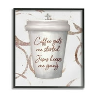 Stupell Industries kafa me pokreće faith based Phrase Cup Black Framed, 20, dizajn Ziwei Li