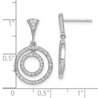Primalni srebrni sterlijski srebrni rodirani CZ CZ krugovi viseći post minđuše