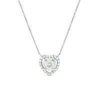 CT. T. W. Dijamantska ogrlica sa srcem od 10k bijelog zlata