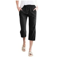 Ženske pantalone sa širokim strukom sa visokim strukom elastične pantalone sa džepovima