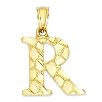 10k grumen od punog zlata početni privjesak, personalizirani nakit od slova, pokloni za njeno pismo R