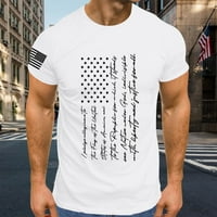 KPOPLK Američka zastava Plava majica Muškarci Sivi Tee Tors MENS USA Patriot 4. jula bijela siva odjeća