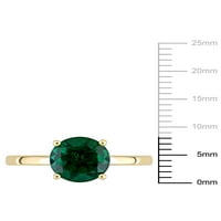 1- Carat t.g.w. Kreirani smaragd 10kt Žuti zlatni pasijans zaručnički prsten