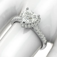 14k bijeli zlato simulirani dijamantni halo zaručni prsten u obliku srca sa bočnim kamenjem obećavaju