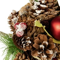 Northerlight 5.5 Crveni ukras, pinecone i miješani lišće viseći božićni kuglični ukras