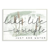 Stupell Industries Lake Life Simplicity fraza Cattail Water Plants Wood Wall Art, 15, dizajn Daphne Polselli