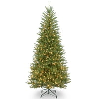 Nacionalna stabla Prethodna umjetna tanka božićno drvce, zelena, dunhill fina, bijela svjetla, uključuje