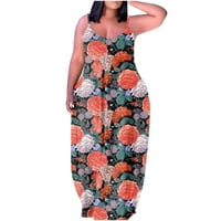 Ženska plus veličine bez rukava bez rukava ljetna cvjetna print Boho Beach Maxi haljina casual labavi