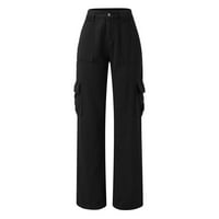 Nove ženske pantalone džepni Panel Casual labave traperice srednjeg rasta ženske ženske traperice Crni