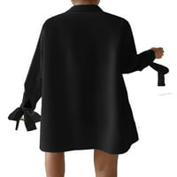 Ležerne kožnice Tunike Tunike Duge rukavice Crne ženske ženske haljine