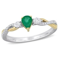 Miabella ženski karat smaragdni karatni dijamanti 14kt dvobojni Zlatni upleteni prsten