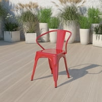 Flash Namještaj Komercijalni razred Crvena metalna unutarnja vanjska stolica s rukama