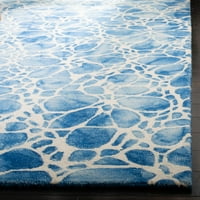 DIP DYE ELEANORA Prezio je apstraktna prostirka vunene vune, bjelokosti plava, 7 '7' krug